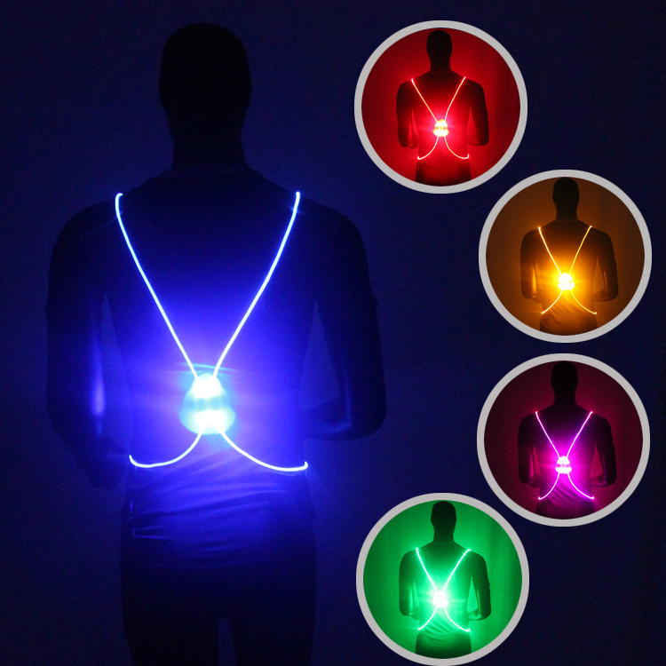 Fibre lumineuse réfléchissante, gilet de sécurité pour la course à pied clignotant led, idéal pour les sports de nuit