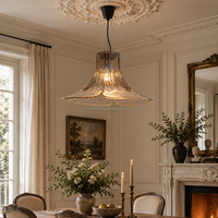 Lustre en verre artisanal médiéval français, avec accessoires en fer électroplaqué, suspension en verre texturé vintage pour îlot de salle à manger ou villa