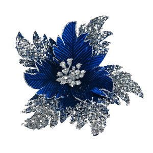 Têtes de fleurs de poinsettia artificielles de luxe à paillettes pour l'arrangement de couronnes de Noël et décorations de fêtes, poinsettia rouge, directement de l'usine - Product Image 5