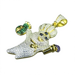 Gold Plated 925 <b>Sterling</b> <b>Silver</b> Custom Money Hip Hop Iced Cartoon Doughboy Fine Jewelry Pendant & <b>Charms</b> with Moissanite Diamond - Product Image 2