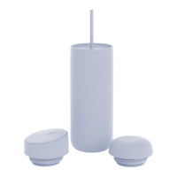Gobelet isotherme en acier inoxydable bleu ciel de 16 oz, avec revêtement en poudre, pour les voyages, avec 3 couvercles, pour le café, le thé, les boissons froides