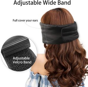 男性と女性のための桑シルク睡眠マスク調節可能なヘッドバンドフルサイズ大睡眠マスク黒 - Product Image 4