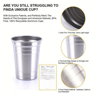 Gobelets en aluminium écologiques, recyclables, légers et réutilisables pour les fêtes, la bière et les boissons froides - Product Image 3