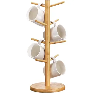 カフェアクセサリーの装飾とキッチン用の8つのフックが付いた工場価格のコーヒーマグツリー