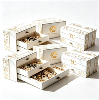 Boîte cadeau rigide multicouche avec logo personnalisé, emballage luxe en carton blanc pour bijoux et cosmétiques