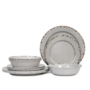 Factory directly sale Gray color crackle effect melamine dinnerware