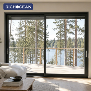 <span class=keywords><strong>Porte</strong></span> <span class=keywords><strong>coulissante</strong></span> extérieure en verre trempé de grande taille RICHOCEAN, cadre en aluminium, portes et fenêtres insonorisées pour la maison - Product Image 4
