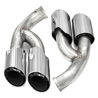 Embouts d'échappement quadruples en acier inoxydable 304, finition argent brossé noir, pour Cayenne 958 2015-2017