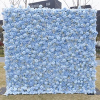 Fondo de tela 5D azul cielo Rosa Artificial aliento de bebé arreglo de boda decoración de pared de fondo para Bodas/eventos de Navidad