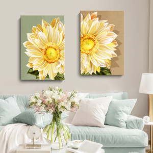 Design semplice moderno pittura a olio di fiori e arte su tela facile da appendere casa soggiorno con cornice in legno murali decorazione - Product Image 6