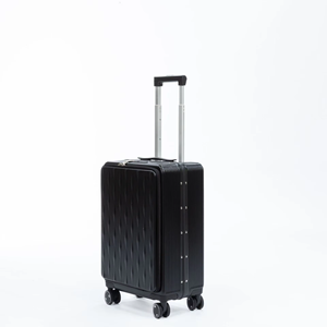 Benutzer definiertes Logo 20-Zoll-Luxuskoffer mit strap azier fähigem Edelstahl-PC-Aluminium rahmen Spinner <span class=keywords><strong>Caster</strong></span> Silent Wheels mit Front öffnung - Product Image 2