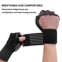 Guantes Duraderos de Medio Dedo con Correa de Muñeca y Palma Amortiguadora, Transpirables, Ligeros, de Poliéster, Compatibles con Pantalla Táctil, Antideslizantes