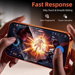 Protection d'écran en verre trempé pour iPhone 13 14 15 16 Pro Max avec filet anti-poussière, design sans trou, <span class=keywords><strong>film</strong></span> anti-traces de doigts - Product Image 5
