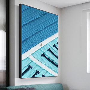 Peint à la main bleu blanc 3D Texture piscine abstraite <span class=keywords><strong>affiche</strong></span> épaisse toile mur Art paysages marins décor à la maison peinture à l'huile - Product Image 2