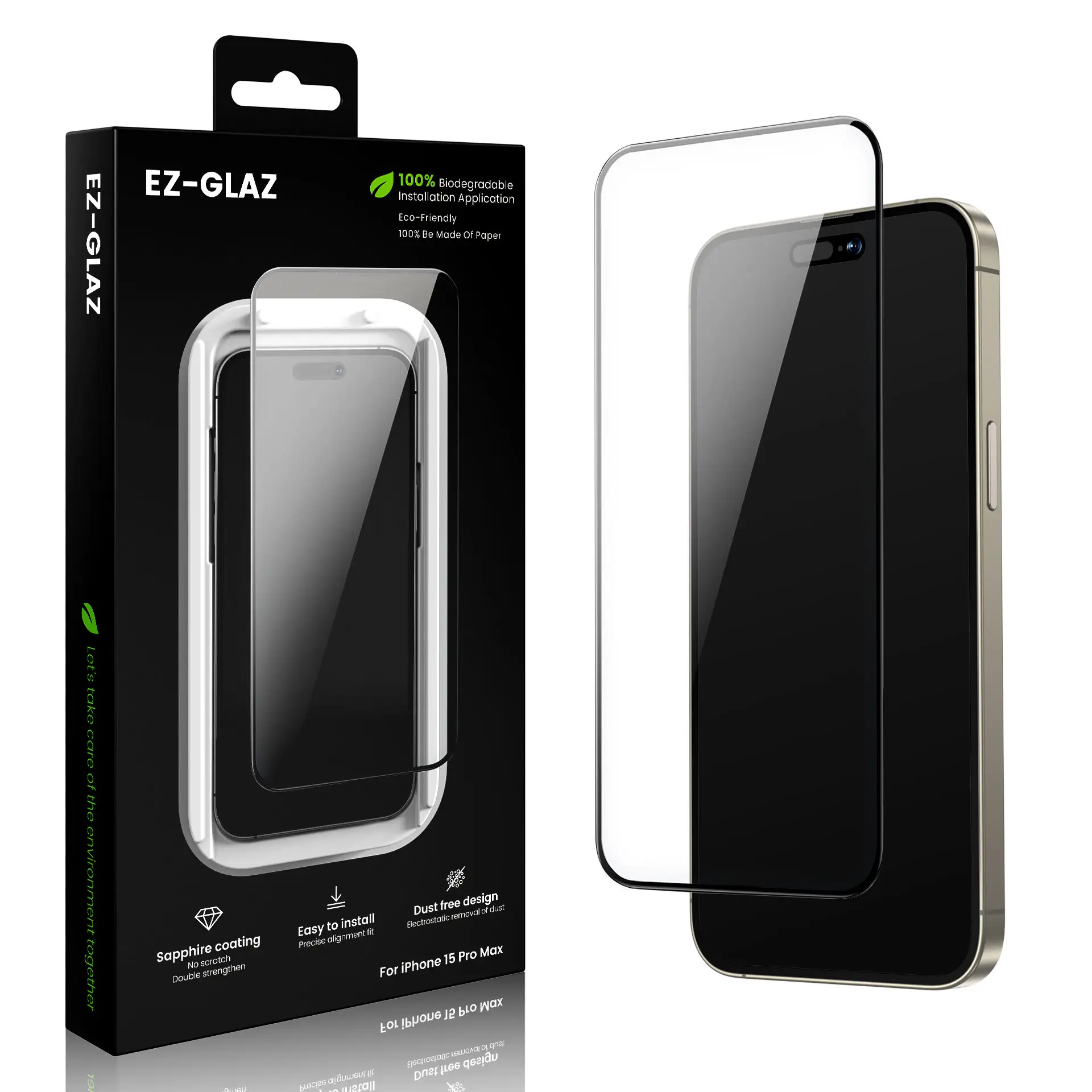 IPhone 15 pro max 쉬운 설치 화면 보호기 설치 키트 어플리케이터 먼지 무료 종이 어플리케이터 먼지 무료