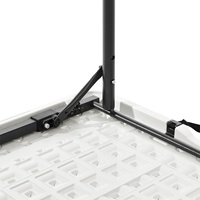 Table de salle à manger extérieure pliante moderne blanche réglable de 4 pieds avec cadre en métal Construction en plastique à hauteur réglable confortable