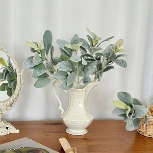 Planta Artificial Yasunobu con Hojas de Tela Gris de 30cm-100cm, Flores en Jarrón, Decoración Estilo Pastoral para Sala de Estar y Comedor - Product Image 2