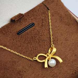 Collar con Colgante en Forma de Lazo Chapado en Oro de Plata 925 de UM Jewelry, Perla Natural de Agua Dulce, Unisex/Hombre/Mujer, Regalo - Product Image 3