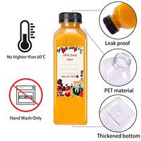 Bouteilles de jus en plastique vides de 300ml 400ml avec couvercles contenants jetables transparents bouchons inviolables
