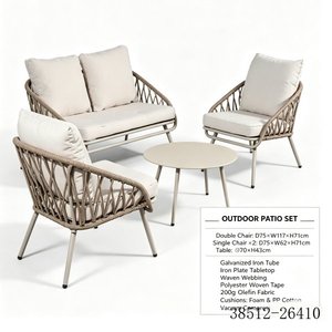 Conjunto de Muebles de Jardín de Ratán Contemporáneo, Sofá de 3 Plazas con Mesa de Centro y Cojines Beige, Modelo 38512-26410 - Product Image 2