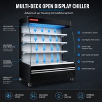 Vitrine Réfrigérée Verticale à Rideau d'Air, Multi-Niveaux, 48°C, Refroidissement par Ventilation Ambiante, LED, pour Supermarché et Magasin Commercial
