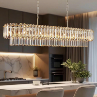 Lustre moderne de luxe en cristal K9 doré, grand luminaire suspendu rectangulaire pour salle à manger, décoration d'îlot de cuisine