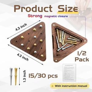 Jeu de société triangulaire en bois avec boîte de rangement, jeu portable pour fête de famille, 2 joueurs, en bois de noyer, coffret cadeau - Product Image 4