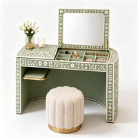 Table de toilette sur mesure de luxe léger, coiffeuse de chambre moderne et minimaliste, peinte à la main, multifonctionnelle avec plateau rabattable