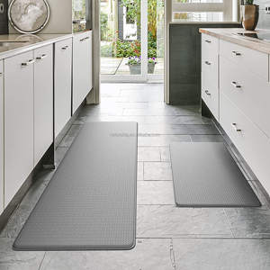 Ensemble de tapis de cuisine modernes en PVC, rembourrés, anti-fatigue, antidérapants, à motif floral, imperméables, avec support fin en PVC, faciles à nettoyer - Product Image 6
