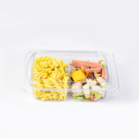 Boîtes d'emballage pour salades à emporter en PET/rPET, 2 compartiments, contenants en plastique pour salades de fruits avec couvercle anti-effraction