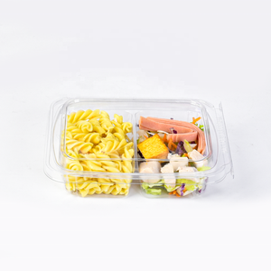 Boîtes d'emballage pour salades à emporter en PET/rPET, 2 compartiments, contenants en plastique pour salades de fruits avec couvercle anti-effraction - Product Image 6