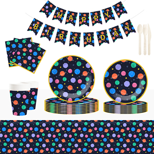 Fournitures pour fête d'anniversaire sur le thème de l'espace DAMAI, assiettes en papier, gobelets, serviettes, décorations de fête galactiques jetables pour 8 invités - Product Image 1