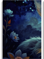 Pintura por Números de 3 Paneles para Adultos, 3 Piezas, el Conejo y las Flores Bajo la Luz de la Luna, Kit de Pintura al Óleo Digital DIY para Regalo