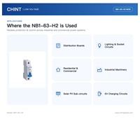 Disjoncteur miniature CHNT Chint NB1-63-H2 10kA 1A-63A 1P-4P Courbes B C D IEC/EN 60947-2 Thermomagnétique sur rail DIN