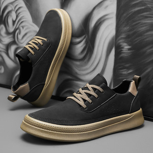 รองเท้าลำลองหนังกลับผู้ชายแบบผูกเชือก ระบายอากาศได้ดี เพิ่มความสูง ทันสมัย ใช้งานได้หลากหลาย รองเท้าสเก็ตบอร์ด รองเท้าลำลองหนังกลับผู้ชายแบบผูกเชือก - Product Image 3