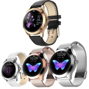 Relógio inteligente feminino kw10, smartwatch esportivo com rastreador de fitness direto e pedômetro, pulseira com frequência cardíaca, à prova d'água