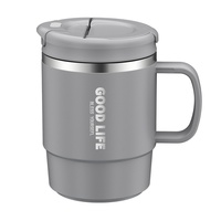 Mug à café isotherme en acier inoxydable 304 de 550 ml avec poignée, couvercle et cuillère, double paroi sous vide, pour le bureau, le camping, les voyages, vaisselle de voyage