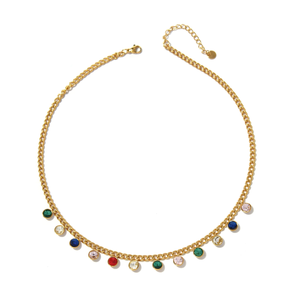 Collar de Cristal Chapado en Oro, Acero Inoxidable, con Piedras Multicolores, Joyería - Product Image 2