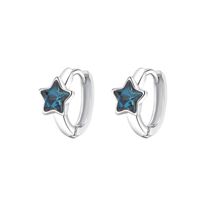 S925 Sterling <b>Silver</b> Dainty Blue Star Cubic Zirconia <b>Huggie</b> Hoop <b>Earrings</b> For Women Trendy Celestial Minimalist Fine Jewelry - Product Image 1