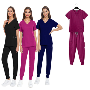 2026 Hot Bán thoáng khí nhãn hiệu riêng bệnh viện chà y tá bộ đa Pocket Top Slim Jogger quần worsted vải bác sĩ - Product Image 1