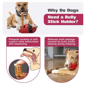 Pawfect Bully Stick Holder Red Plastic Interactive Chew Toy For <b>Dogs</b> <b>Medium</b> Size Indoor Use Slow Feeder Enrichment - Product Image 2
