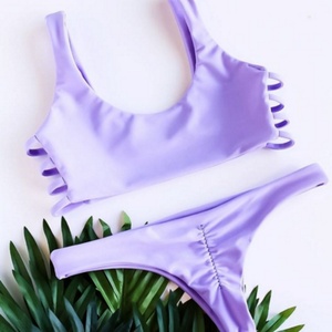 Maillot de bain brésilien XL pour femme, ensemble bikini push-up à dégradé de couleurs, col halter, motifs à pois unis - Vente directe fabricant - Product Image 2