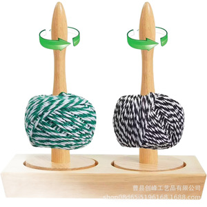 Soporte de madera para bobinas de hilo, soporte de escritorio para bobinas de hilo, base giratoria para enrollar hilo a mano, estante para hilo - Product Image 5