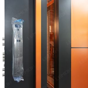 Porte en aluminium à battant de style français personnalisée, design moderne, insonorisée, porte d'entrée extérieure pivotante en métal - Product Image 3