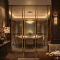 Paravent décoratif en verre cannelé or champagne, 3 panneaux, séparateur de pièce, moderne, bureau, hôtel, sur mesure