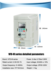 Variador de Frecuencia VFD de 2.2kw 220V Monofásico a 220V Trifásico con Buen Precio - Product Image 3