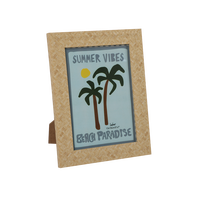 Cadre photo en rotin tressé 13x18cm avec impression Palmiers d'été et Paradis de plage, décoration murale pour la maison, les hôtels et les espaces bord de mer
