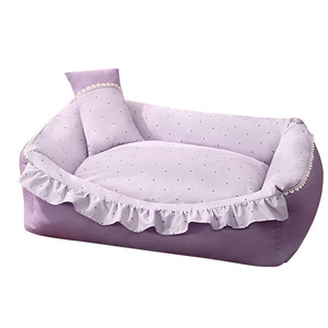 Lit pour <span class=keywords><strong>chat</strong></span> d'intérieur universel quatre saisons respirant à motif pois, avec coussin de couchage entièrement amovible, canapé-lit, nid pour animaux de compagnie, transfrontalier - Product Image 1