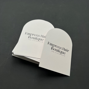 Luxury Arch-Shaped Thank You Cards - Custom <b>Printed</b> Half Round Edge Cards with Matte Finish for Hair Extensions - Product Image 2