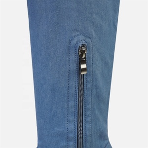 Botas elásticas de mezclilla para mujer, hasta el muslo, con plataforma, por encima de la rodilla, botines largos, punta cuadrada, zapatos de tacón grueso para mujer - Product Image 4